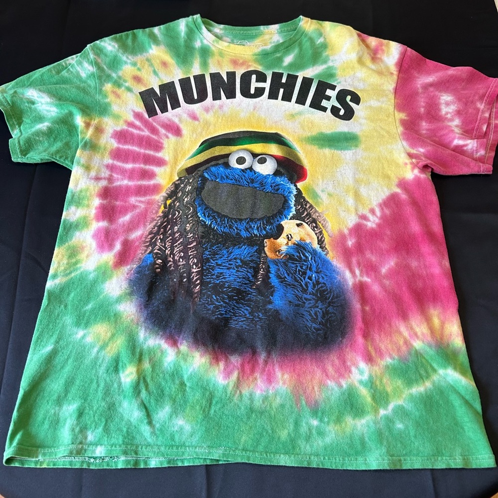 Sesame Street Tye Dye Cookie Monster Tee Munchies XL Graphic T-shirt Rasta